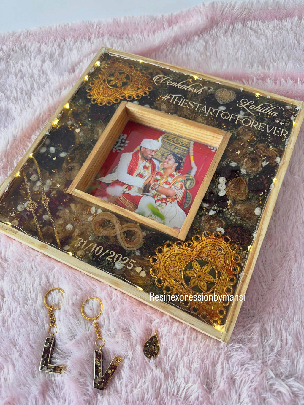 Wedding Varmala Preservation Pinewood Dual Frame