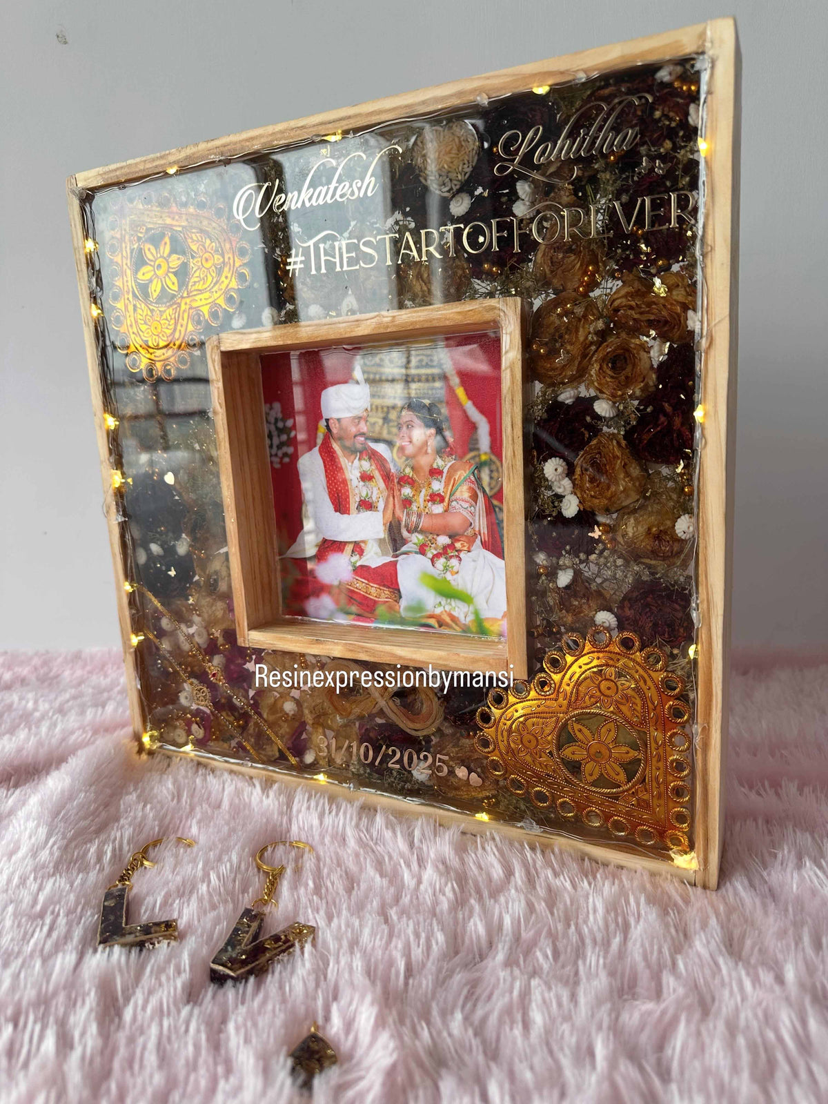 Wedding Varmala Preservation Pinewood Dual Frame