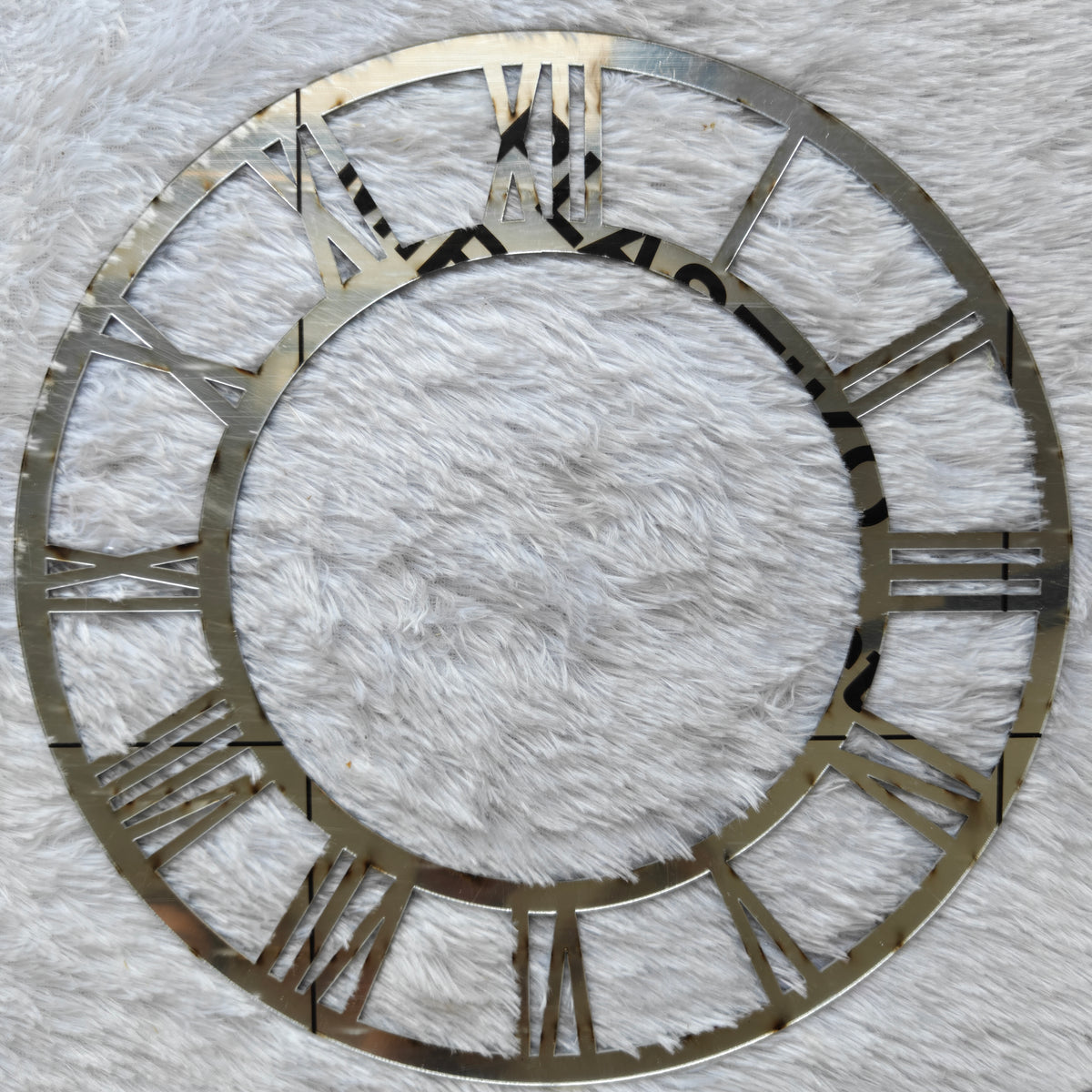Mirror-Silver Acrylic Roman Numeral Clock Ring