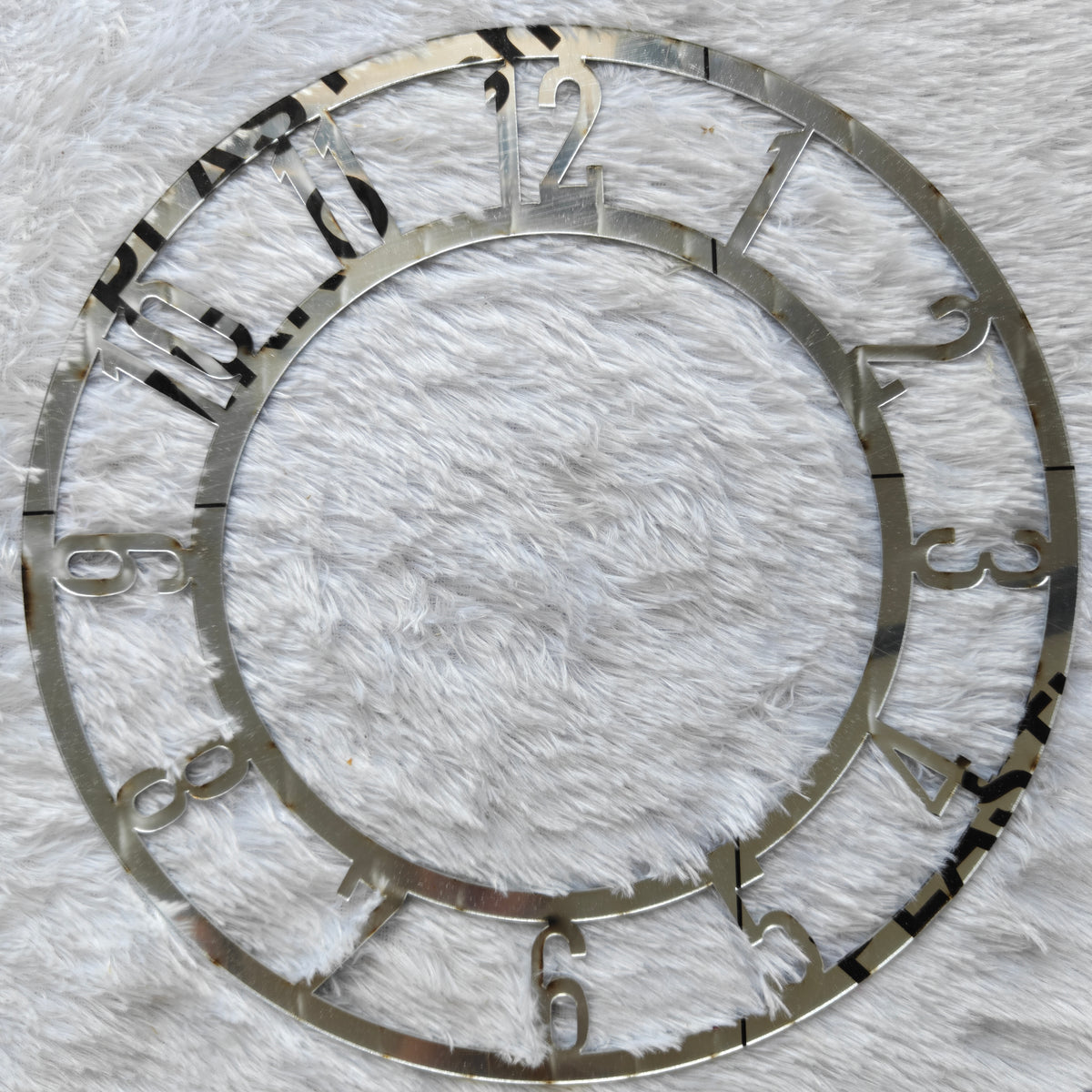 Mirror-Silver Acrylic Arabic Numeral Clock Ring