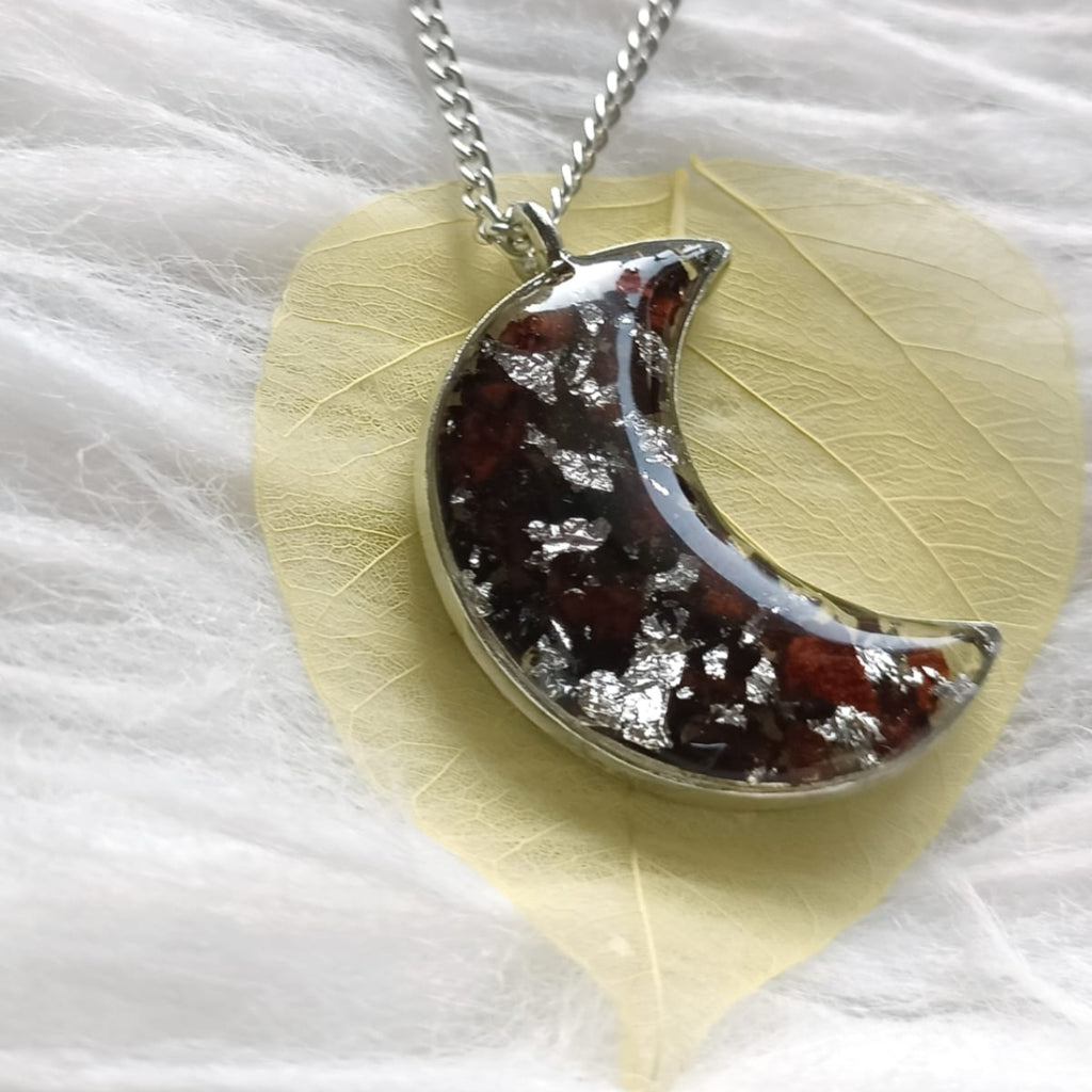 Handcrafted Crescent Moon Resin Keepsake Pendant Locket