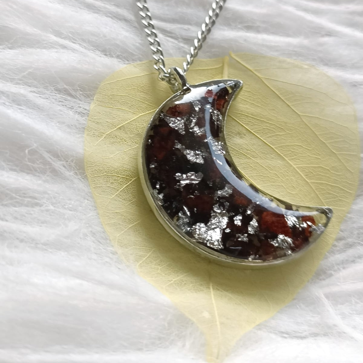 Handcrafted Crescent Moon Resin Keepsake Pendant Locket