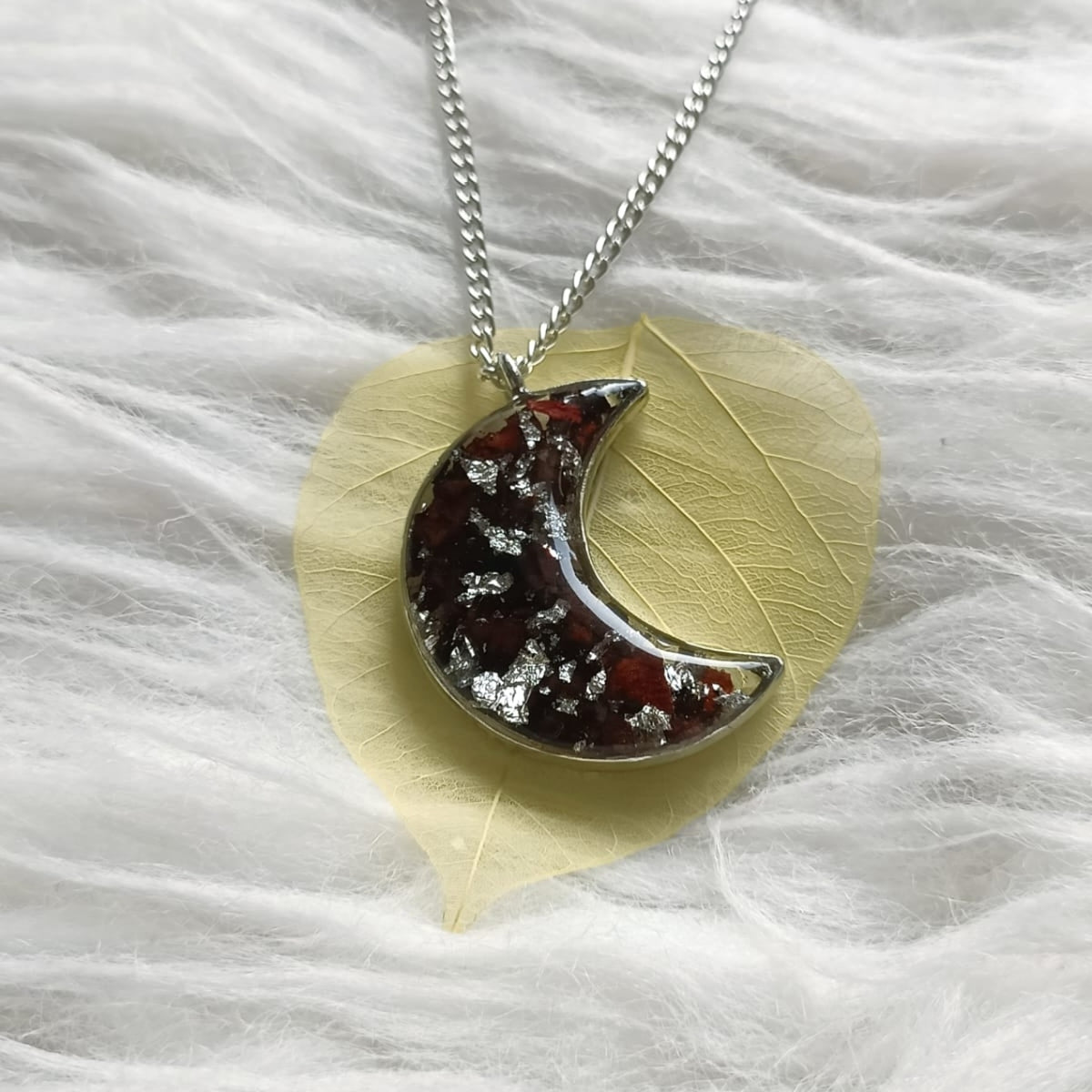 Handcrafted Crescent Moon Resin Keepsake Pendant Locket