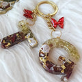 Custom Resin Initial Letter Keychain with Glitter Butterfly Charm