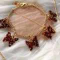 Handcrafted Resin Floral Hexagon Pendant & Butterfly Charm Bracelet Set