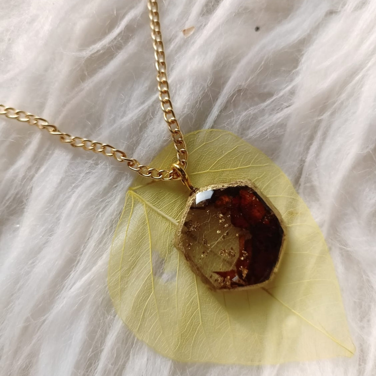 Handcrafted Resin Floral Hexagon Pendant & Butterfly Charm Bracelet Set