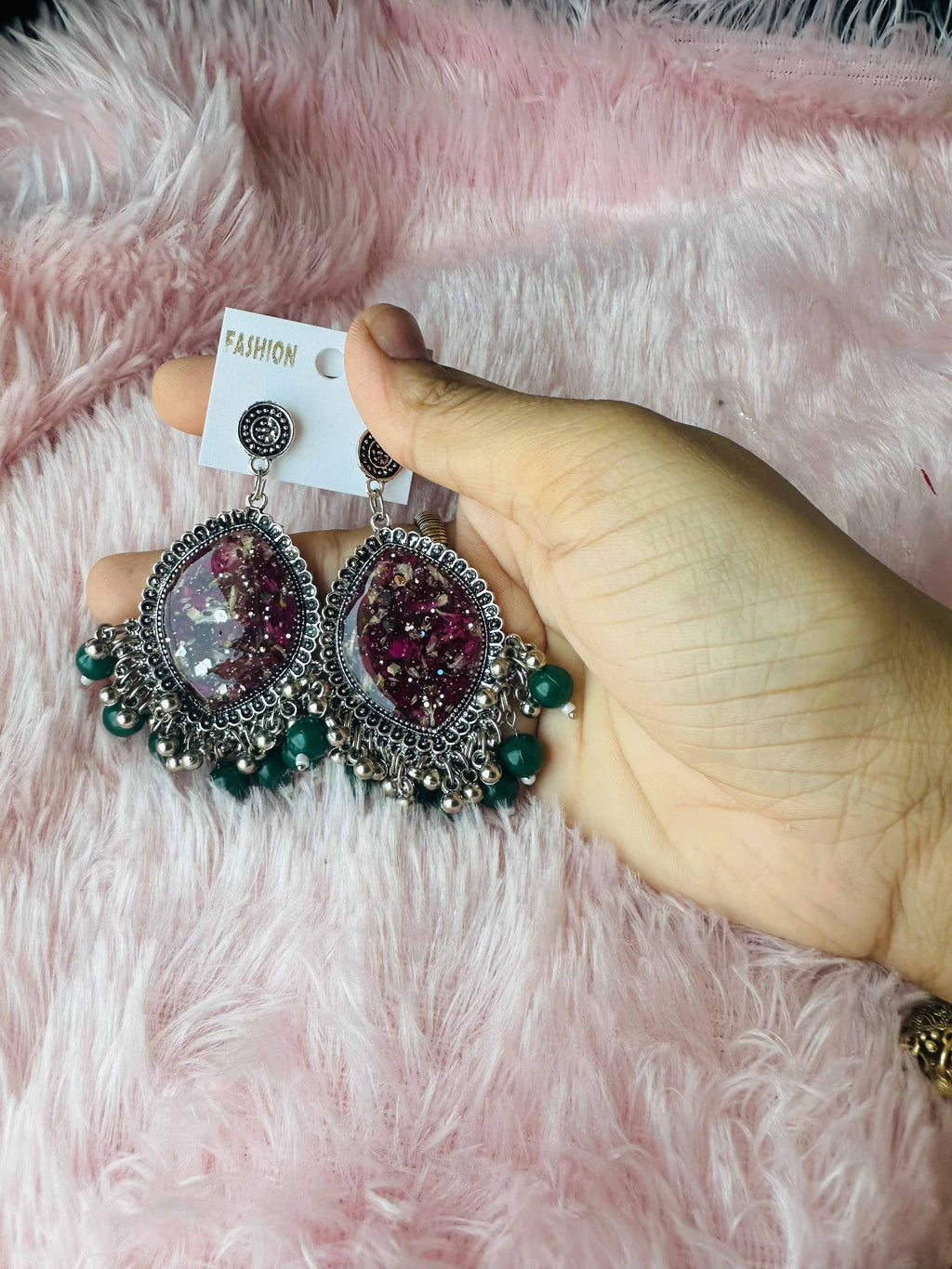 Handcrafted Resin Floral & Varmala Jhumkas