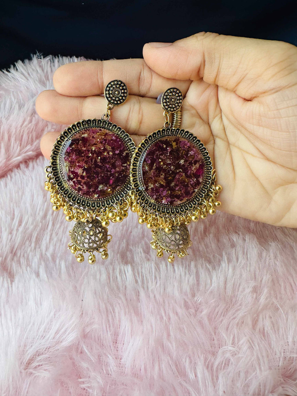 Handcrafted Resin Floral & Varmala Jhumkas