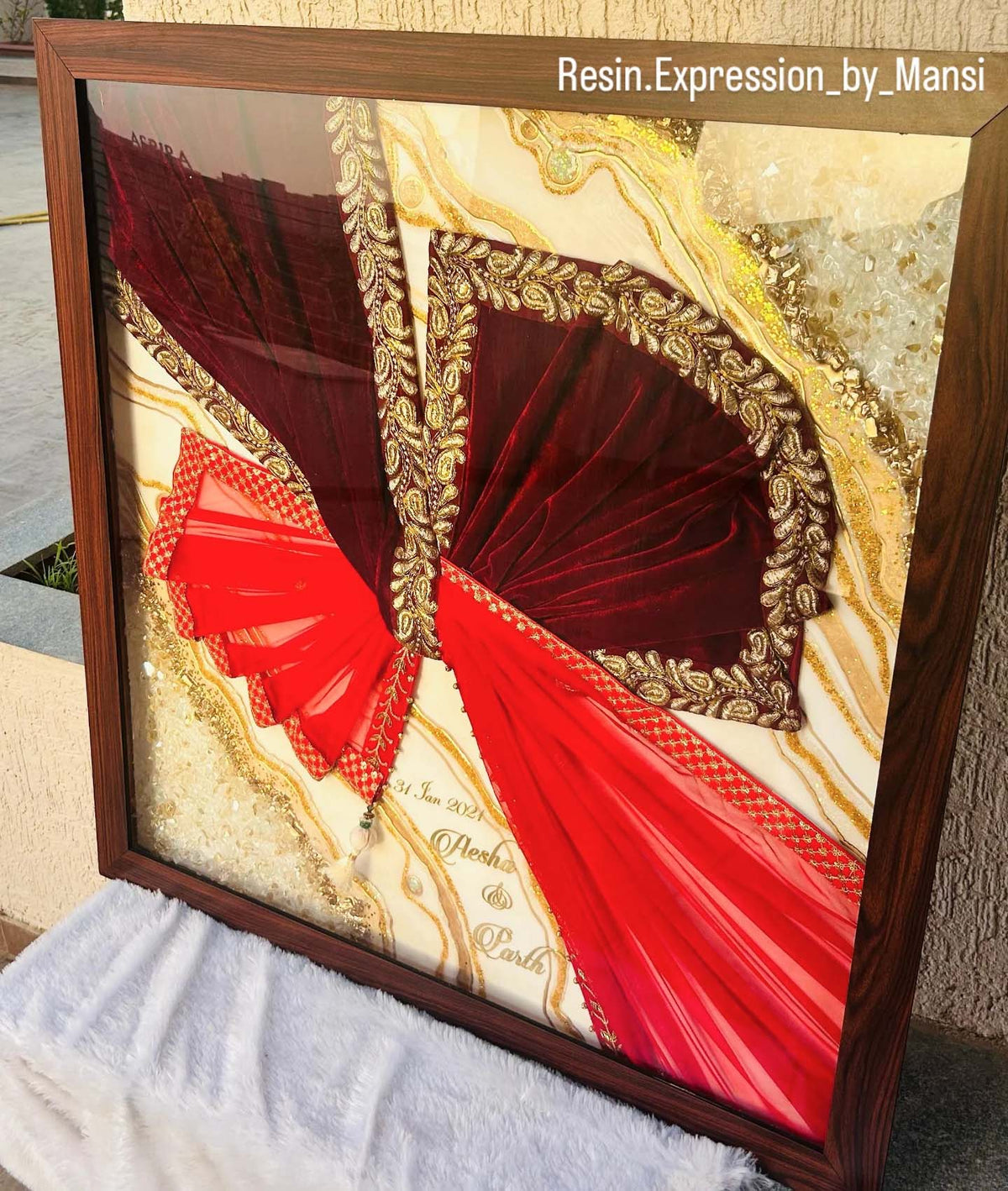 Custom Luxury Gathbandhan Resin Preservation Frame