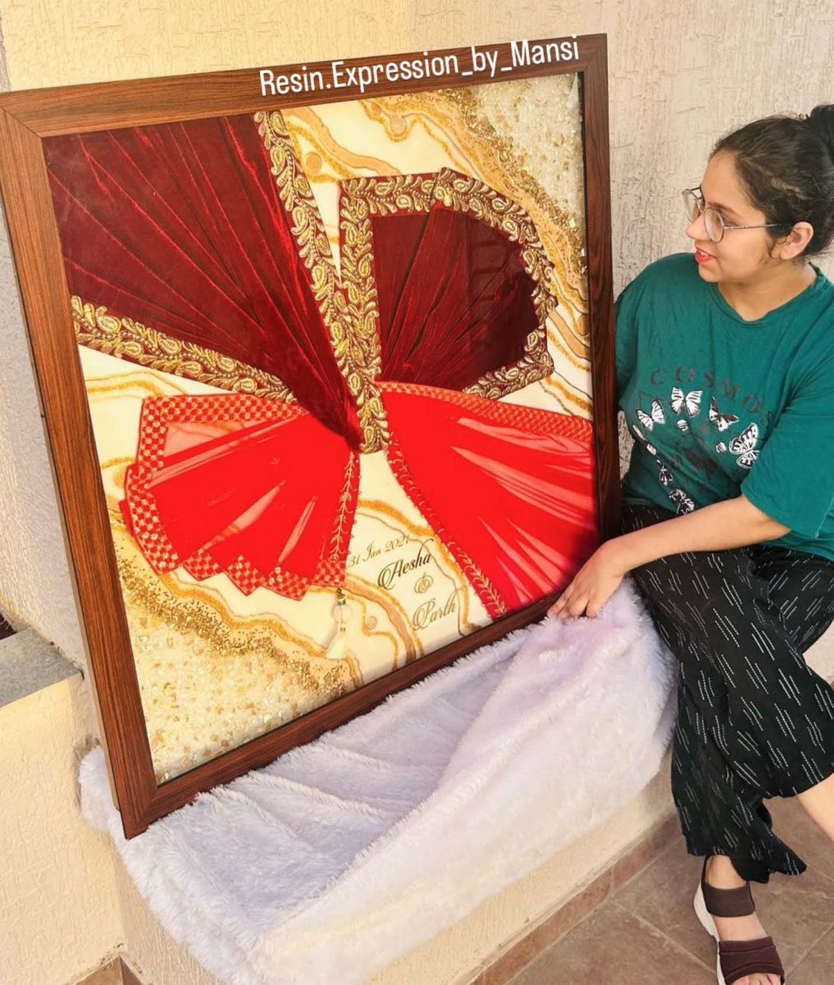 Custom Luxury Gathbandhan Resin Preservation Frame