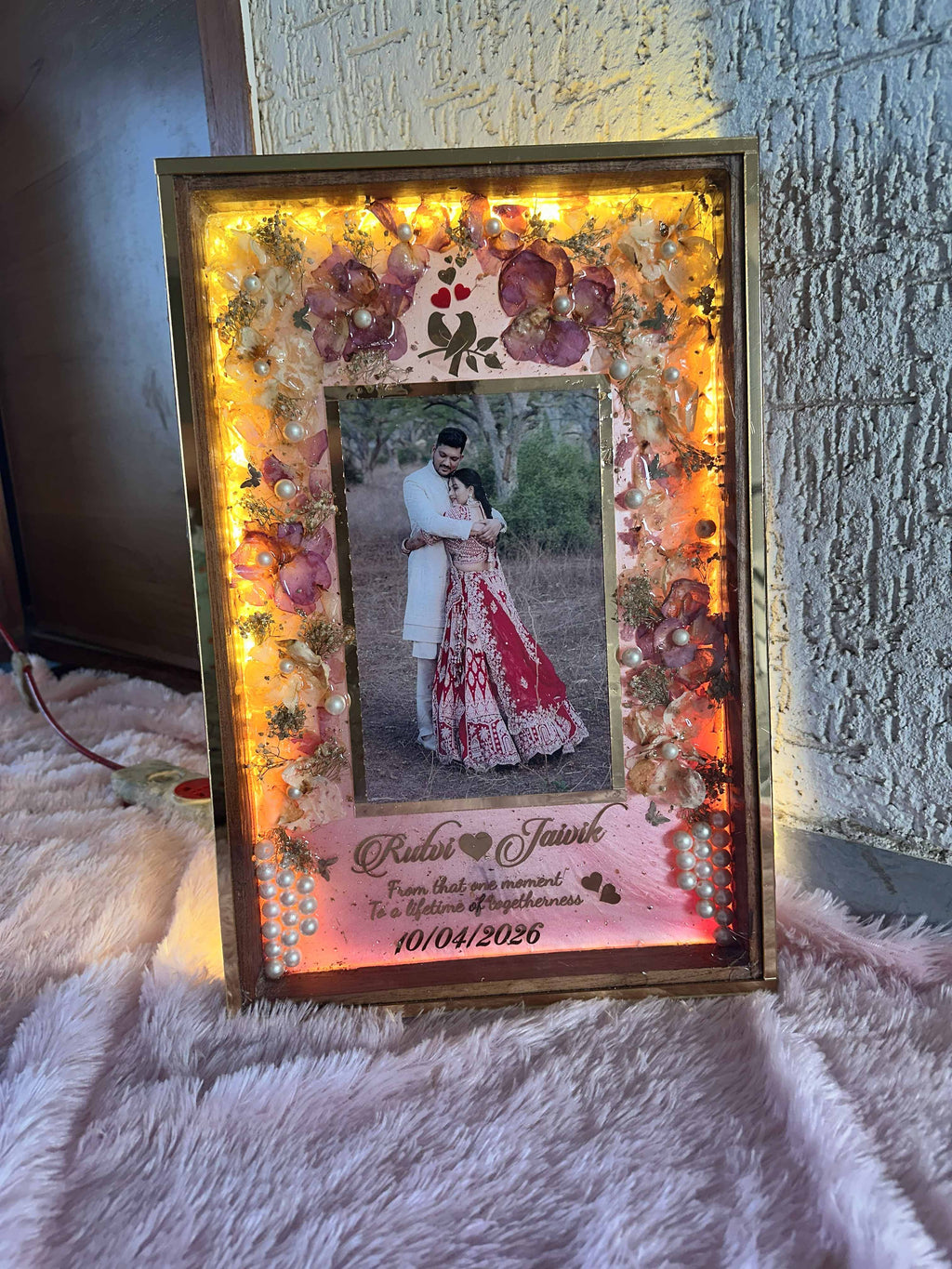 Custom Half-Dip Resin Preservation Frame (Photo, Invitation & Varmala)