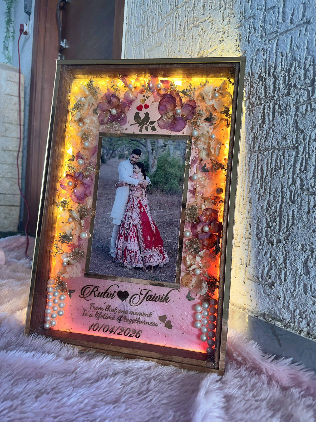 Custom Half-Dip Resin Preservation Frame (Photo, Invitation & Varmala)