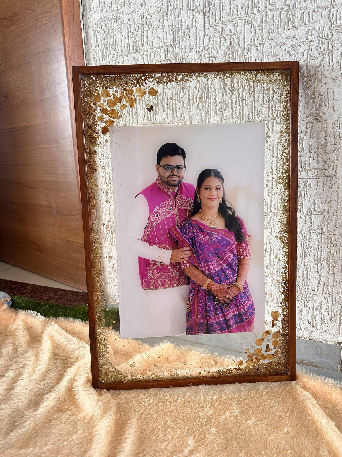 Custom Half-Dip Resin Preservation Frame (Photo, Invitation & Varmala)