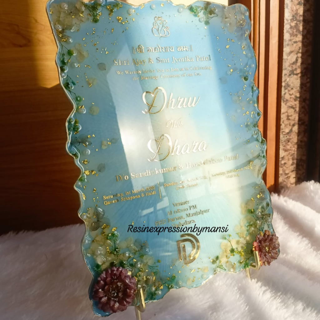 Custom Handcrafted Resin Agate Wedding & Event Invitation Plaque