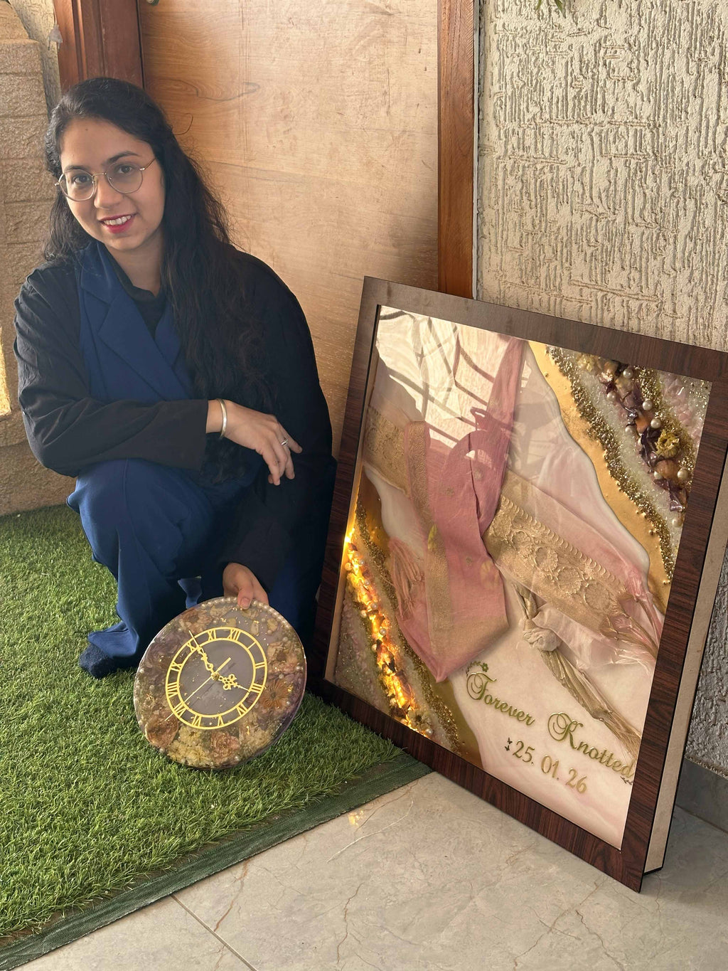 Custom Luxury Gathbandhan Resin Preservation Frame