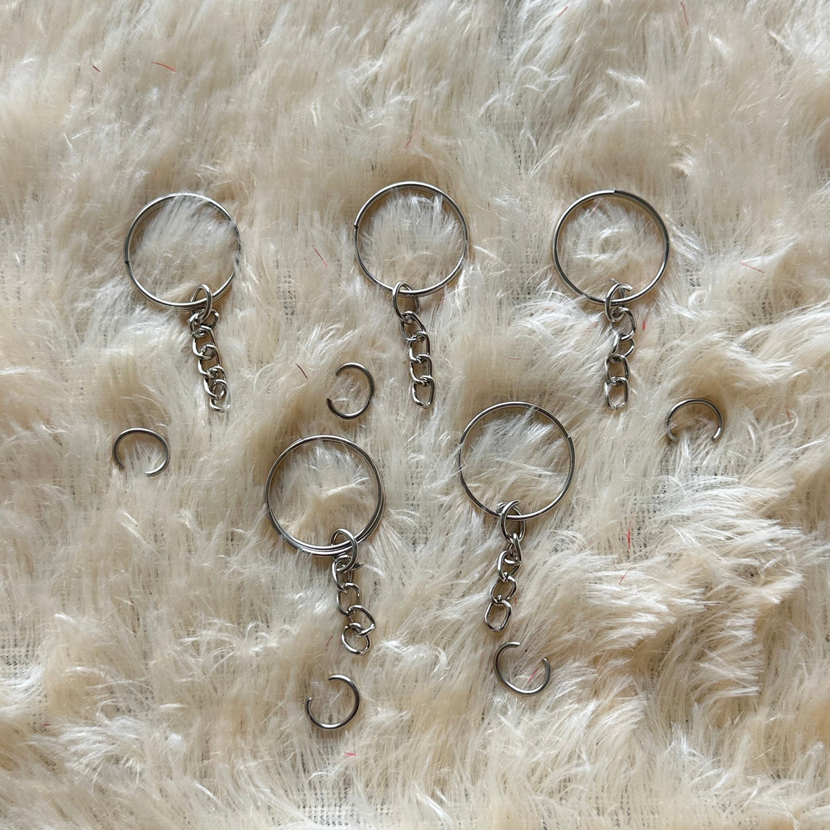 Silver Keychain Ring With Connector Set